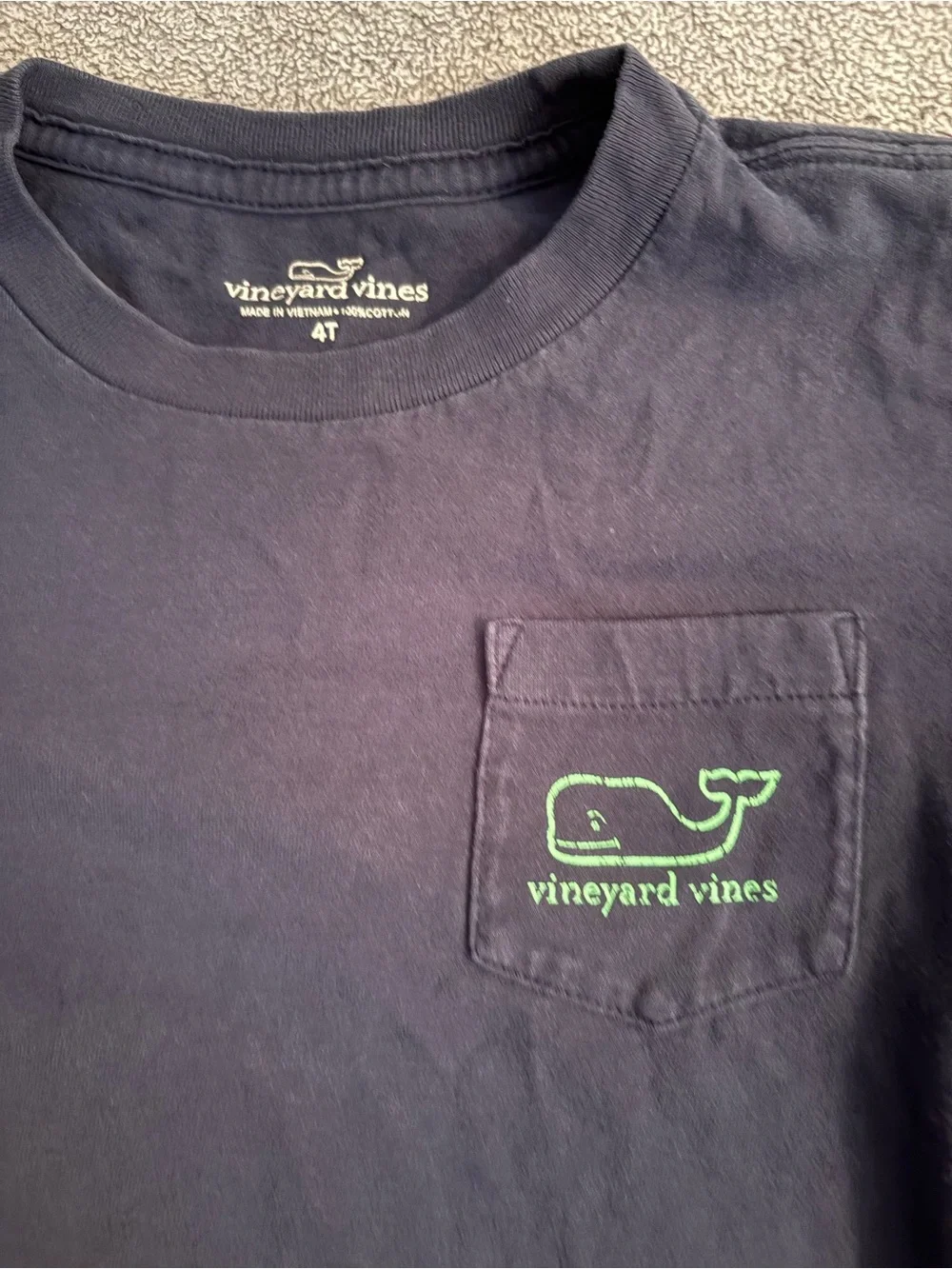 Vineyard Vines Kids Glow In The Dark Frankenwhale Long Sleeve Pocket Tee 4T Blue